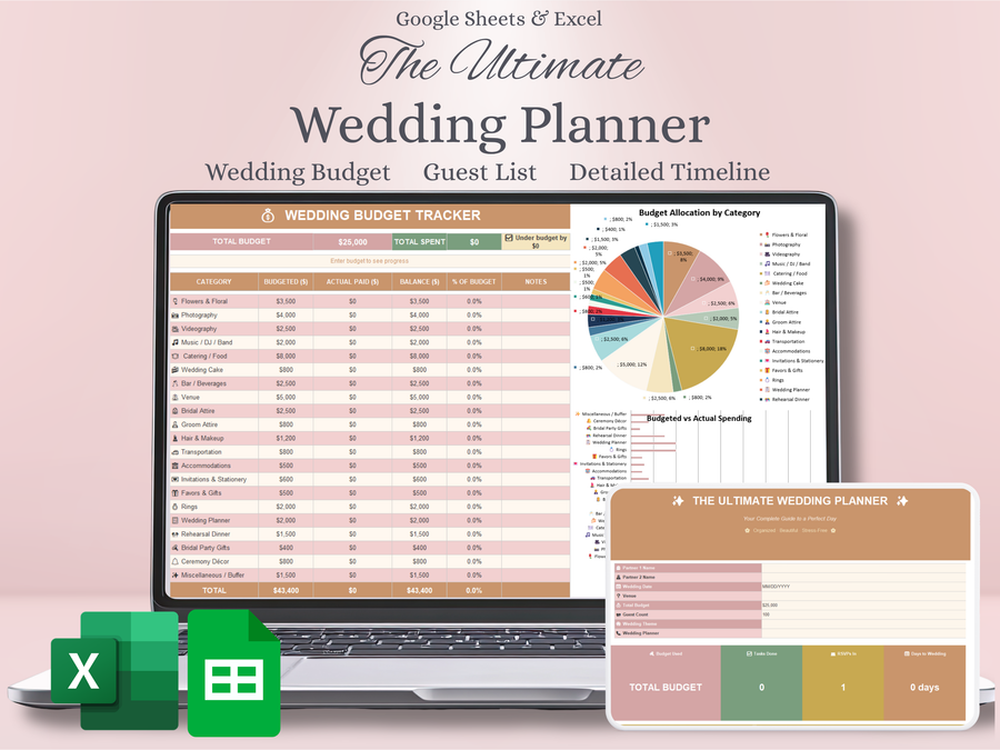 Wedding Planner Bundle (sheets/excel)