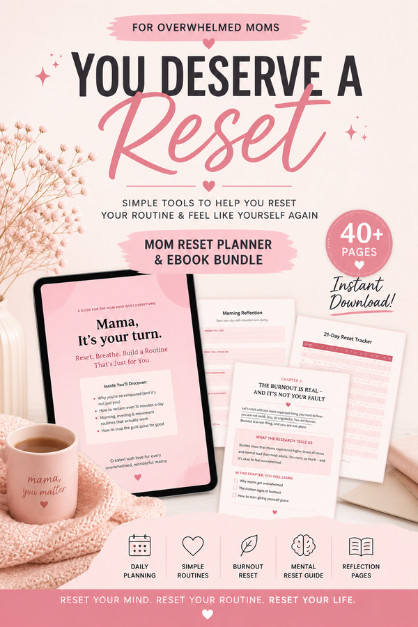 Simple Reset Planner and eBook Bundle for Busy Moms Instant Download